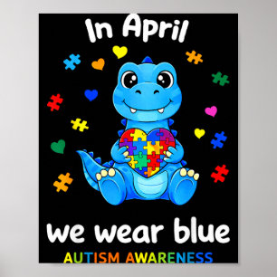 Póster En abril usamos dinosaurio de conciencia del autis