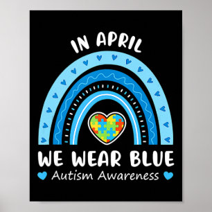 Póster En Abril Usamos El Autismo Arcoiris Azul Concienci
