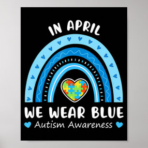 Póster En Abril Usamos El Autismo Arcoiris Azul Concienci