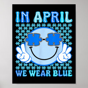Póster En Abril Usamos El Autismo Azul Awareness Puzzle S