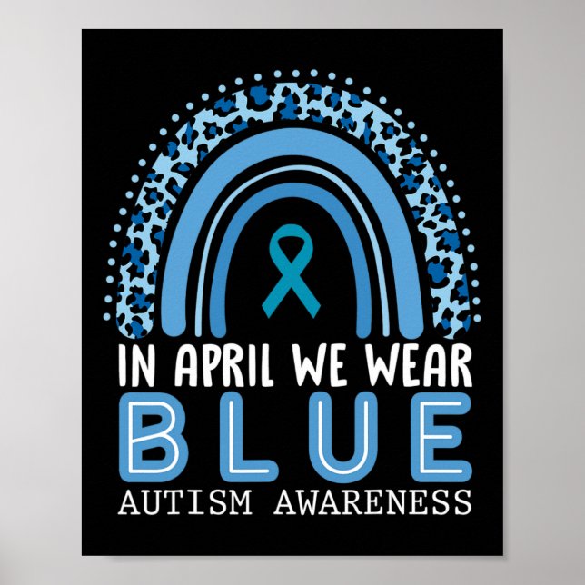 Póster En Abril Usamos El Autismo Azul Concienciación Arc (Frente)
