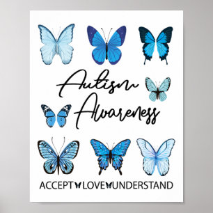 Póster En Abril Usamos El Autismo De Las Mariposas Azules