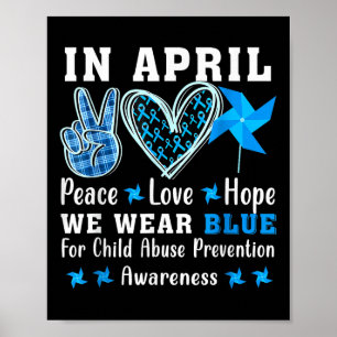 Póster En Abril Usamos El Azul Para La Prevención Del Abu