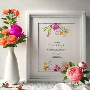 Póster En amor de memoria Boda Rótulo Floral