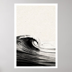 Póster en blanco y negro Estudio de Ola Oceánica
