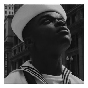 Póster en blanco y negro La mirada del marinero