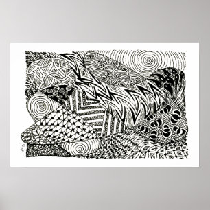 Póster en blanco y negro - Manatee abstracto