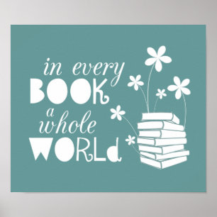 Póster En Cada Libro Un Mundo Entero