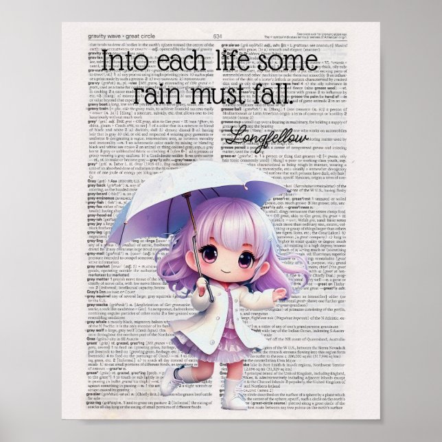 Póster En cada vida debe caer alguna lluvia — Longfellow (Frente)