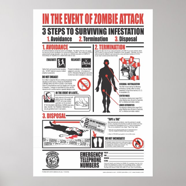 PÓSTER EN CASO DE ATAQUE CON ZOMBIE (VERSIÓN DELUXE) (Frente)