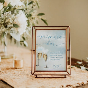 Póster En Cloud 9 Bridal Shower Mimosa Bar Rótulo Poster