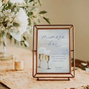 Póster En Cloud 9 Bridal Shower Mimosa Bar Rótulo Poster