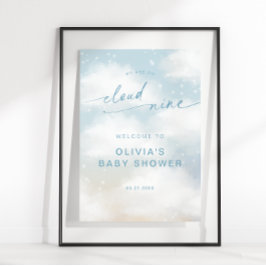 Póster En Cloud 9 Dreamy Clouds Baby Shower Blue Welcome