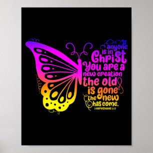 Póster En Cristo eres una nueva creación mariposa colorid