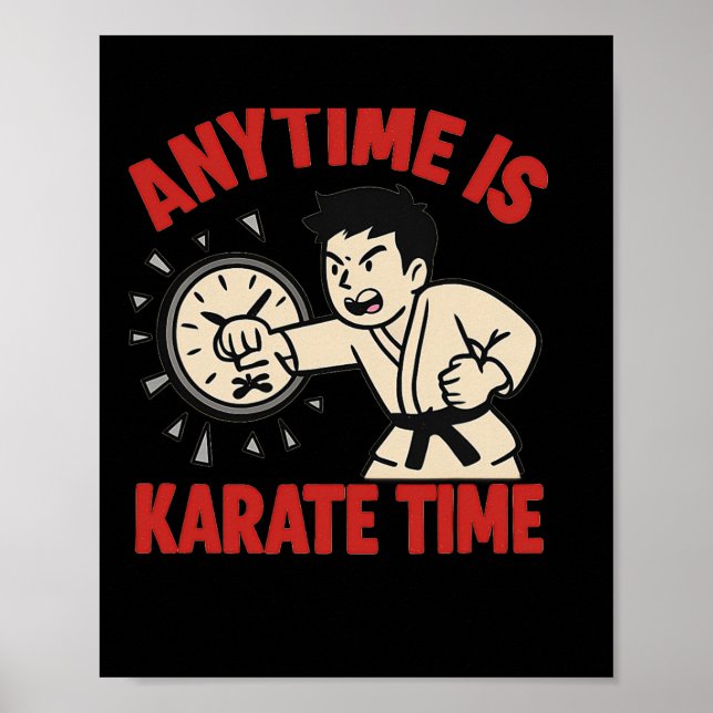 Póster En Cualquier Momento Karate Time Funny Punny Clock (Frente)