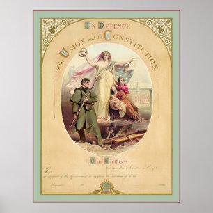 Póster En defensa de la Unión y de la Constitución~ 1861