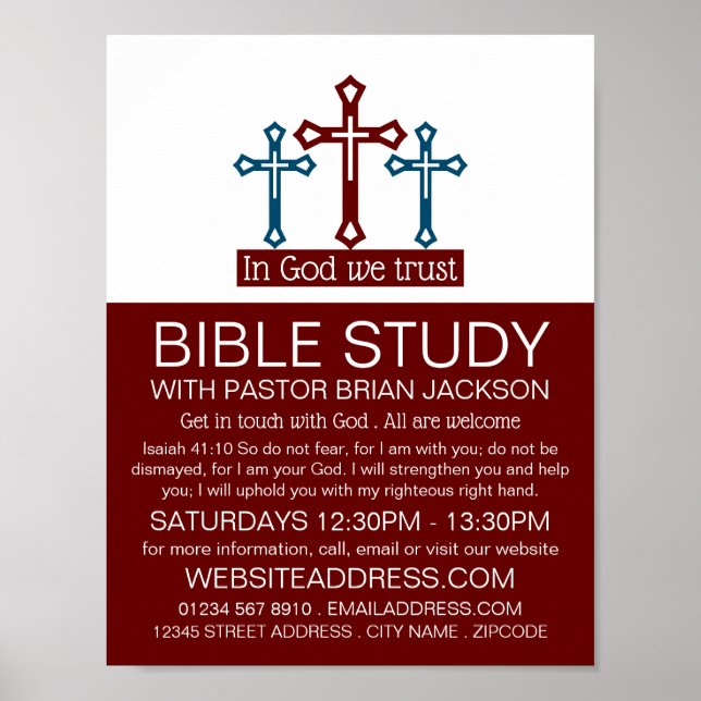 Póster En Dios confiamos, Crucifijo, clase de Biblia Cris (Frente)