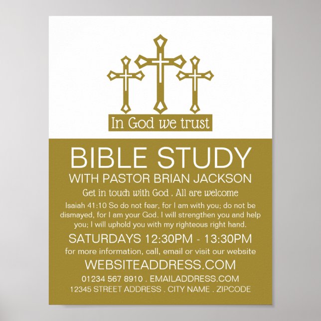 Póster En Dios confiamos, Crucifijo, clase de Biblia Cris (Frente)