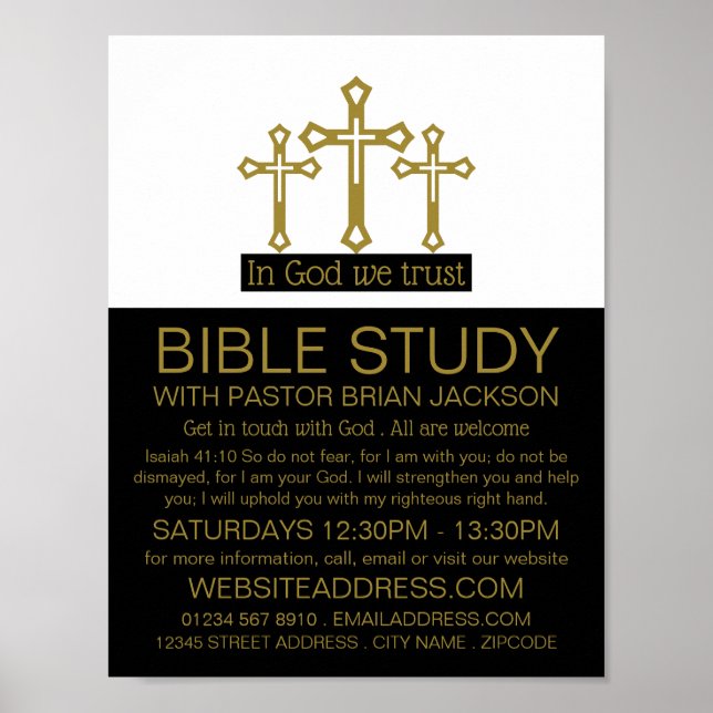Póster En Dios confiamos, Crucifijo, clase de Biblia Cris (Frente)