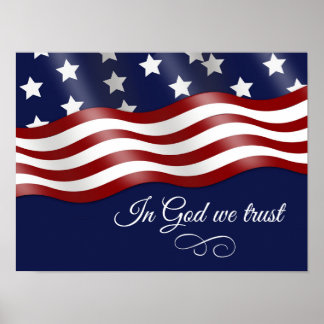 Póster En Dios confiamos en la bandera ondeando