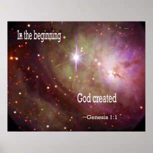 Póster En dios del principio creado