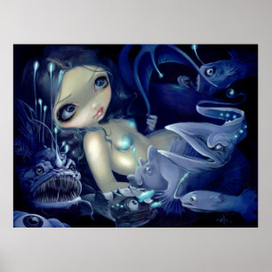 Póster En el Abyss ART PRINT la sirena anglerfish mar pro
