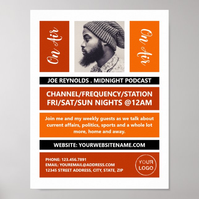 Póster En el aire - Podcaster Photo - Retro Podcast (Frente)