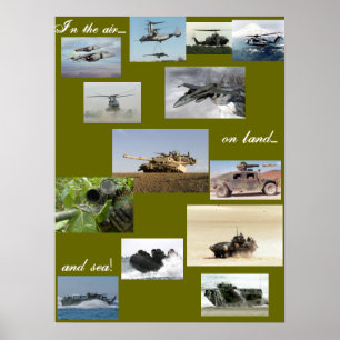 Póster En el aire por tierra y por mar