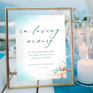 Póster En el amor por la memoria Boho Turquoise y Floral