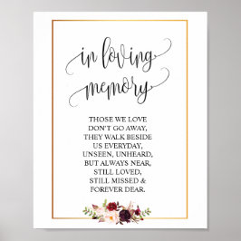 Póster En el Boda de la memoria amorosa Rótulo de la mesa