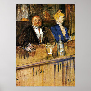 Póster En el Café, el cliente y el cajero anémico
