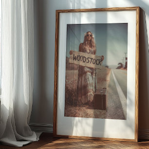 Póster En el camino a Woodstock: Un viaje vintage