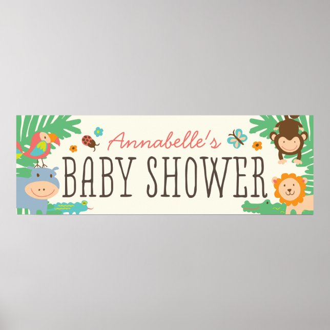 Póster En el cartel de Baby Shower de la jungla 12x36 (Frente)