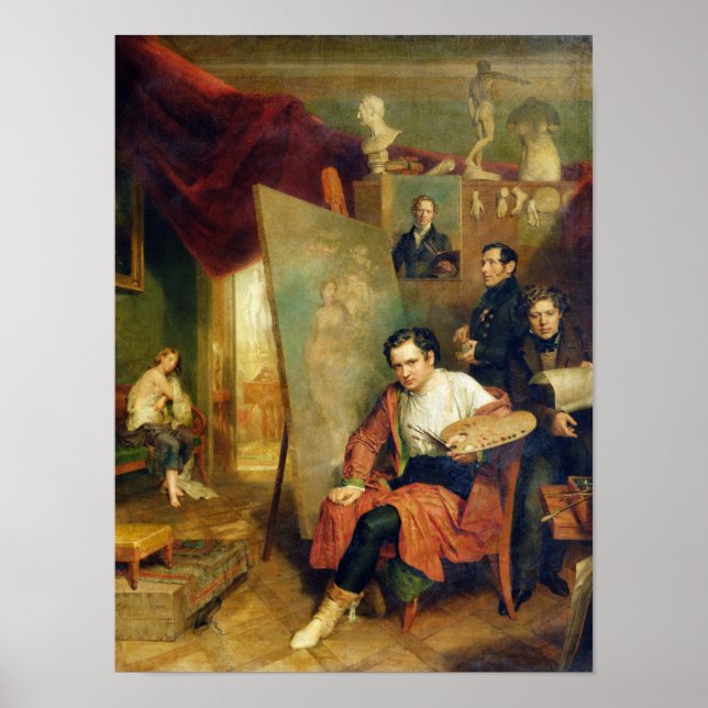 Póster En el estudio del pintor, 1832 (Frente)