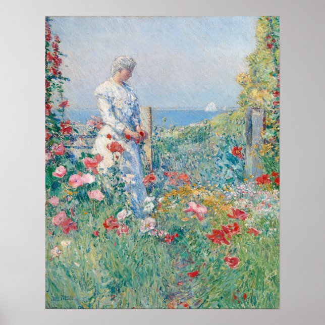 Póster En el jardín | Childe Hassam (Frente)