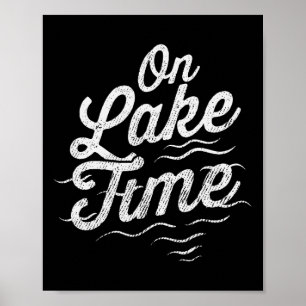 Póster En el lago tiempo divertido verano en barca y pesc