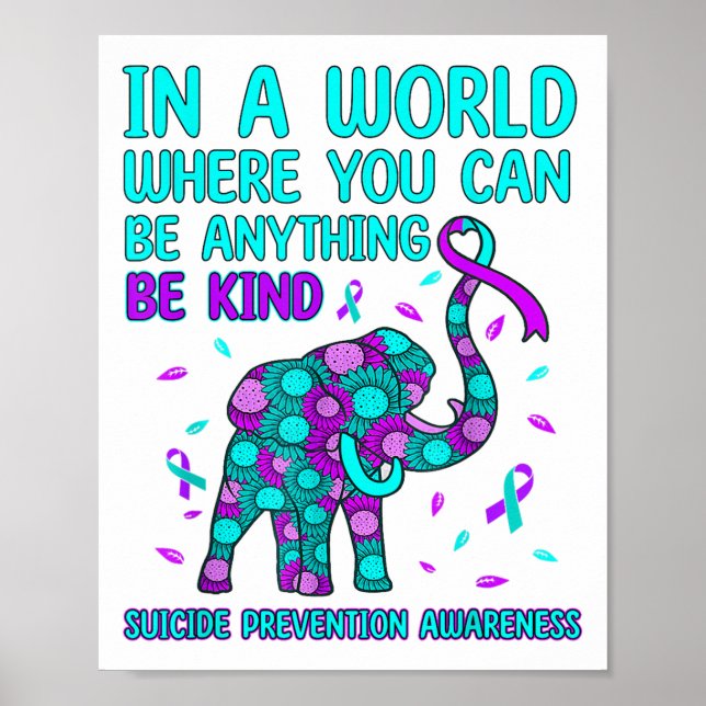 Póster En El Mundo Sé Amable Elefante Prevención Del Suic (Frente)