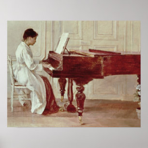 Póster En el piano, 1887 (aceite sobre lienzo)