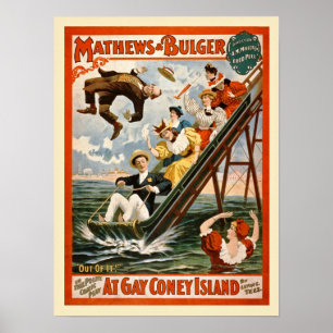 Póster En el poster gay del vintage de Coney Island