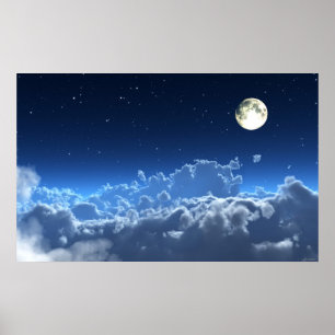 Póster En el poster pálido del claro de luna