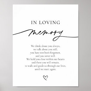 Póster En el Rótulo de tabla de memoria de Boda de memori