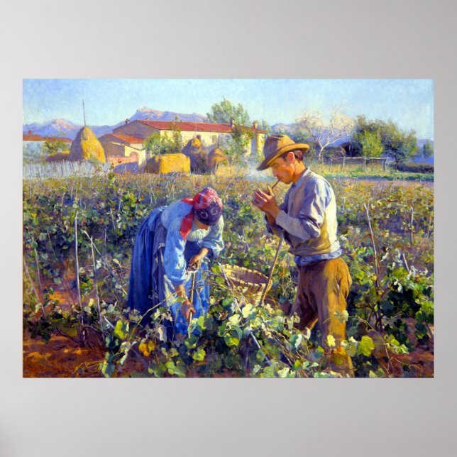 Póster En el viñedo Elin Danielson-Gambogi 1898 (Frente)