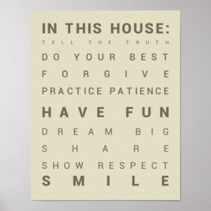 Póster En esta casa - reglas de la familia
