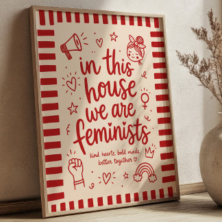 Póster En Esta Casa Somos Feministas Activista Lindo
