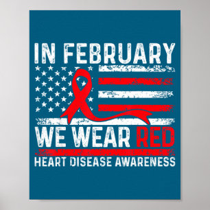 Póster En febrero Conciencia de la Enfermedad del Corazón