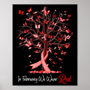 Póster En Febrero Usamos La Cinta Roja De La Enfermedad C
