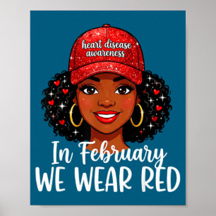 Póster En febrero usamos rojo conciencia de la salud del