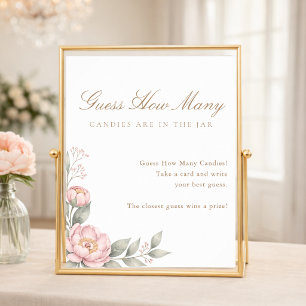 Póster En Flor Elegante Juego de Baby Shower Adivina Cuán