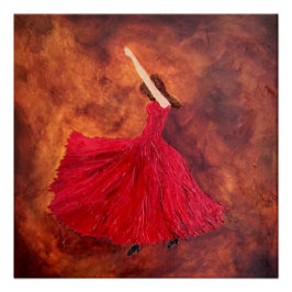 Póster En fuego, bailarina de flamenco