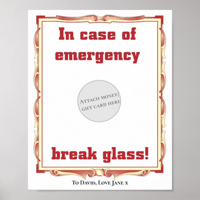 Póster En Funda de Emergencia Funny Money Gift Card Holde (Frente)